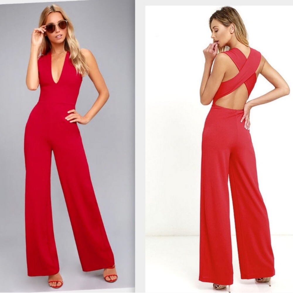Lulus Backless Red Jumpsuit